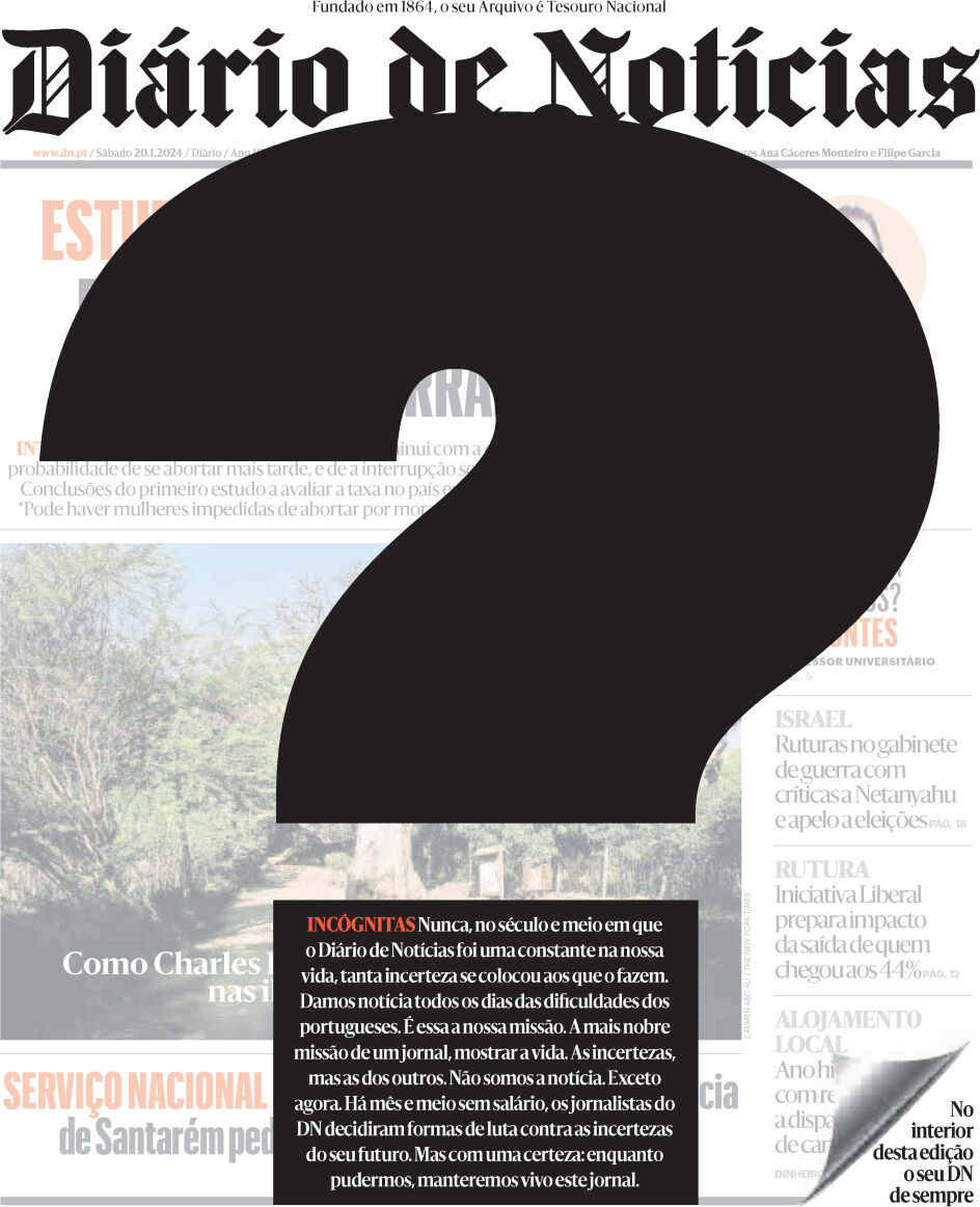 Di&aacute;rio de Not&iacute;cias: Capa da Edi&ccedil;&atilde;o de s&aacute;bado, 20 de janeiro 2024