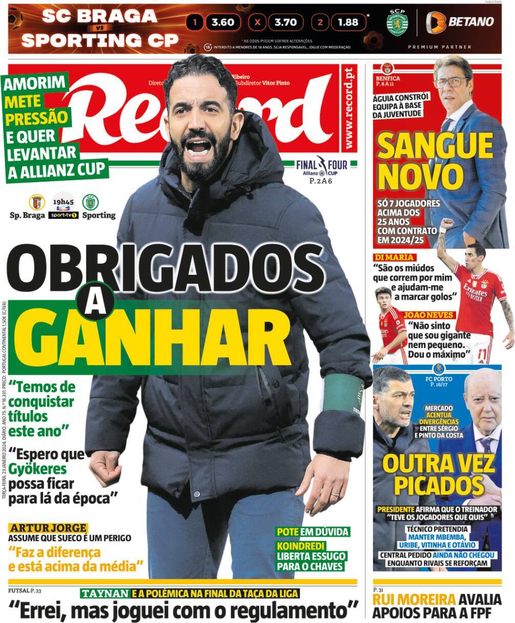 Record: Capa da Edi&ccedil;&atilde;o de ter&ccedil;a-feira, 23 de janeiro 2024