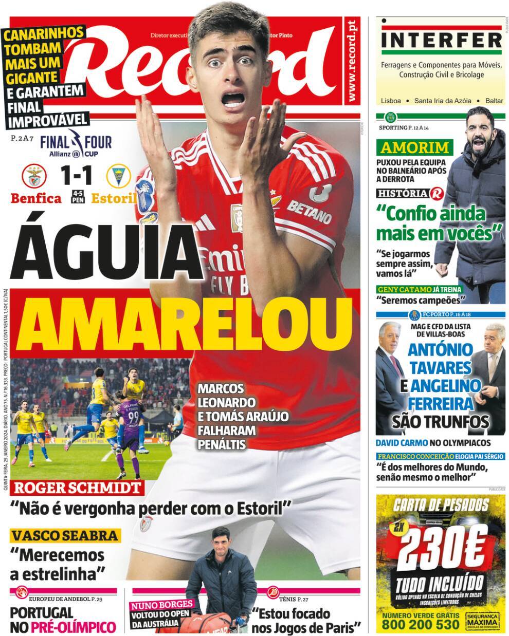 Record: Capa da Edi&ccedil;&atilde;o de quinta-feira, 25 de janeiro 2024