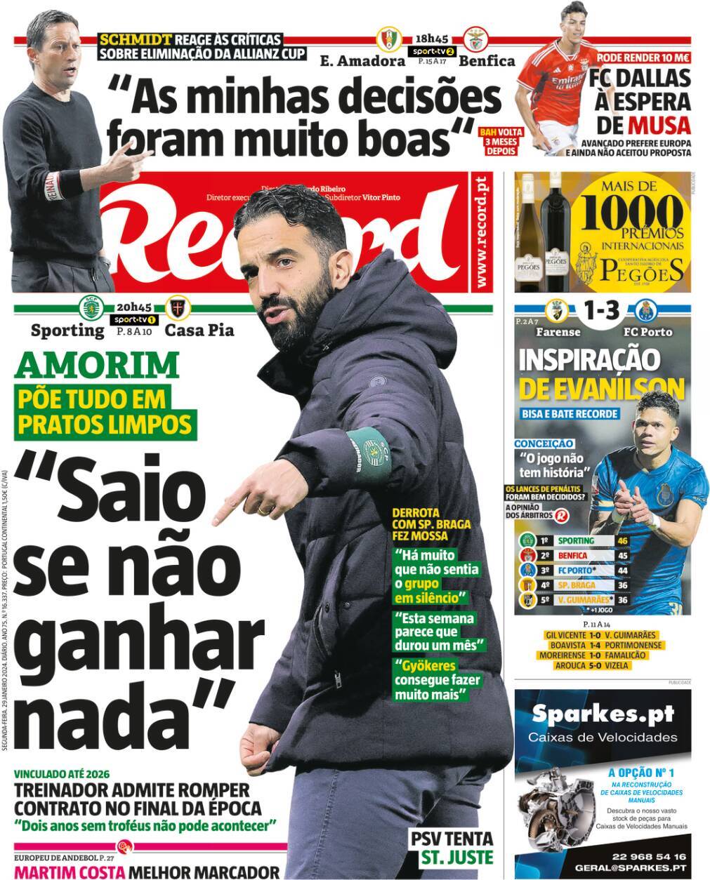 Record: Capa da Edi&ccedil;&atilde;o de segunda-feira, 29 de janeiro 2024