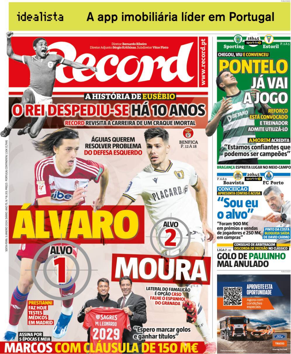 Record: Capa da Edi&ccedil;&atilde;o de sexta-feira, 05 de janeiro 2024