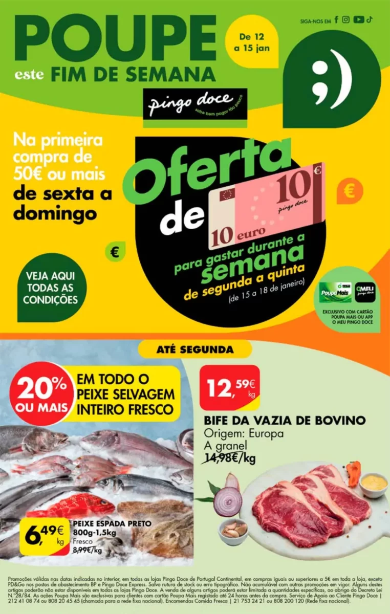 Antevis&atilde;o Folheto Pingo Doce fim-de-semana (12 a 15 janeiro)