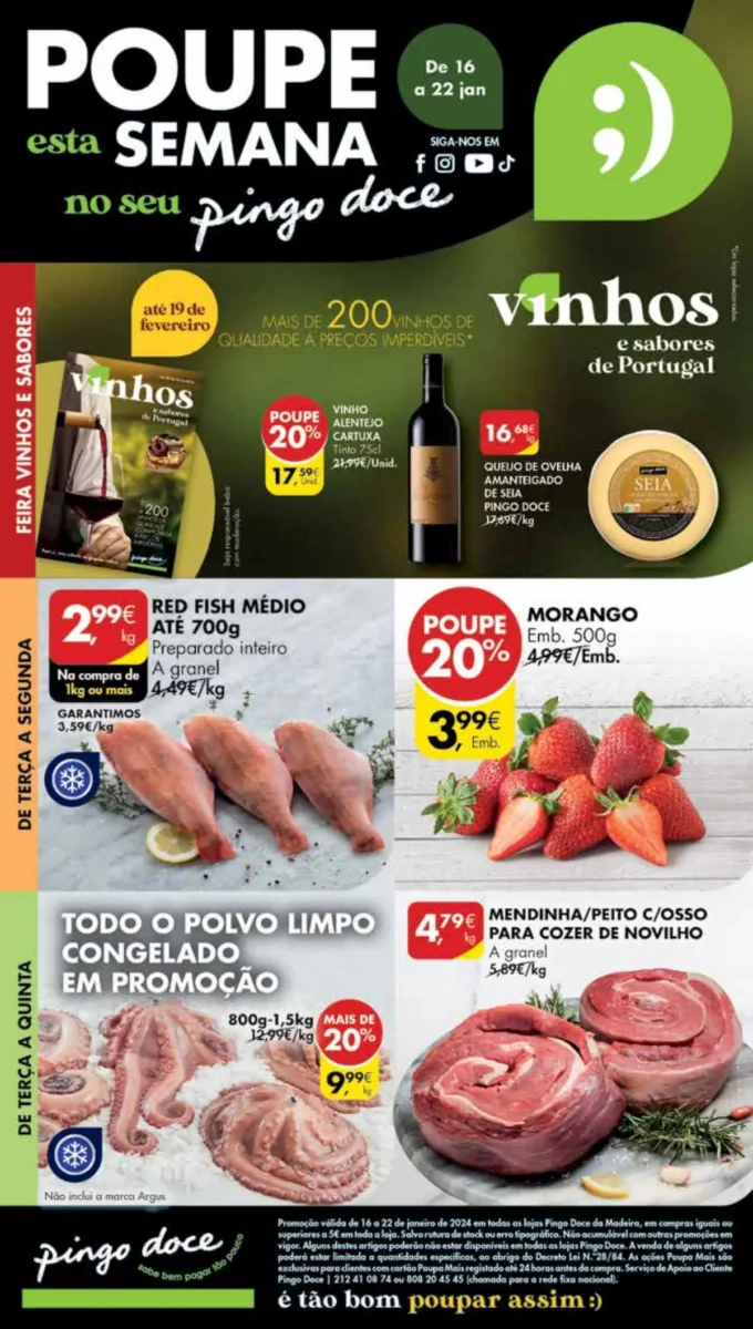 Antevis&atilde;o Folheto Pingo Doce Madeira (16 a 22 janeiro)