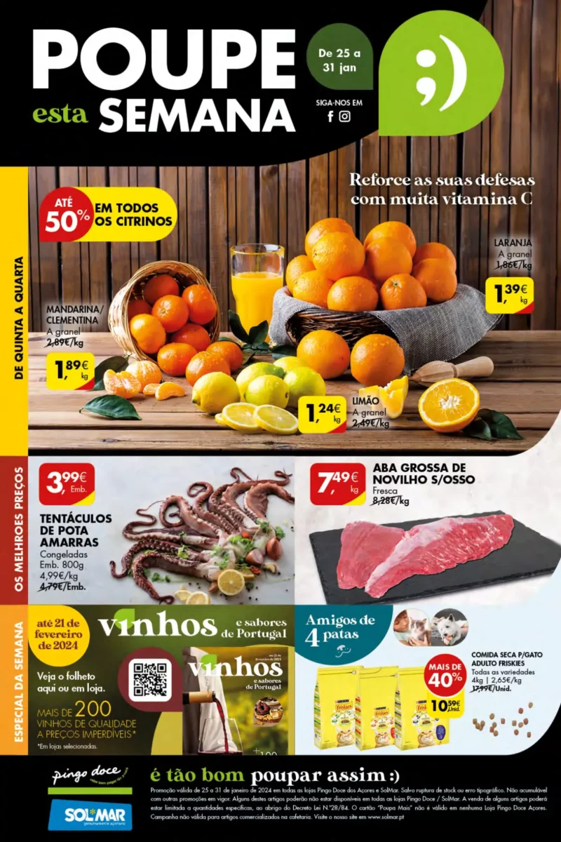 Antevis&atilde;o Folheto Pingo Doce A&ccedil;ores (25 a 31 janeiro)