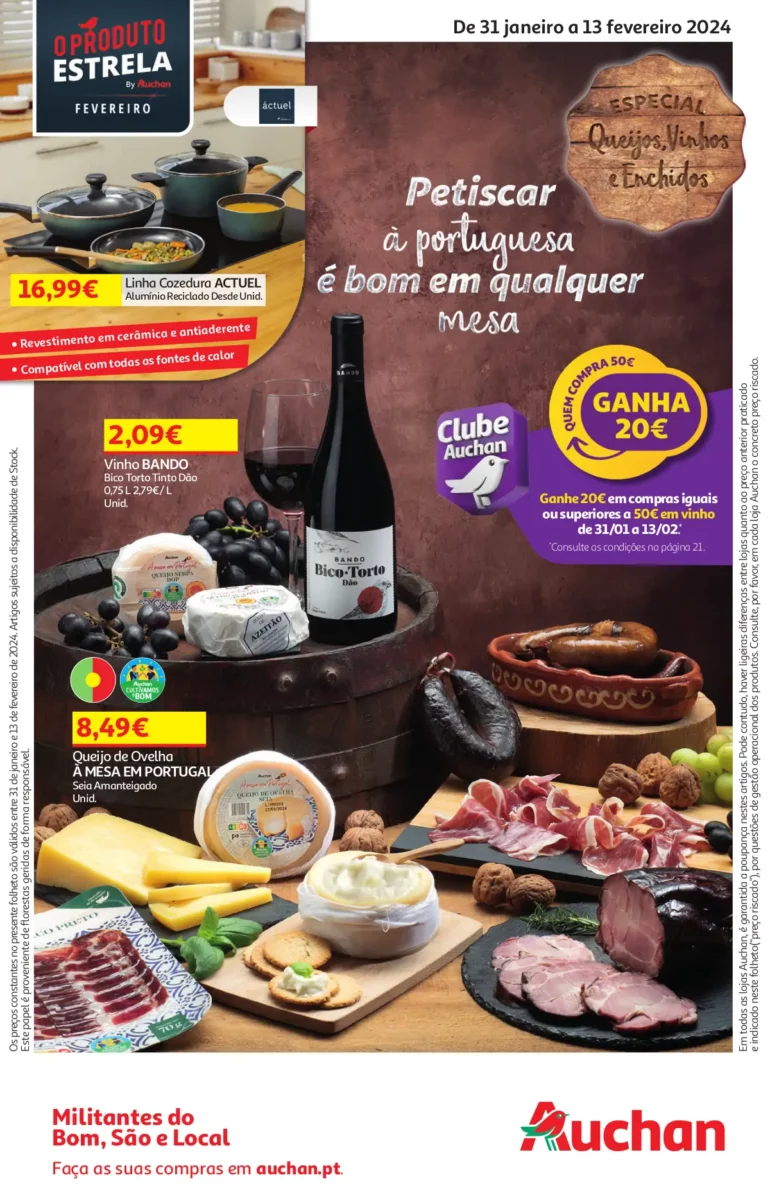 Folheto Auchan &ndash; Queijos, Vinhos e Enchidos (31 janeiro a 13 fevereiro)