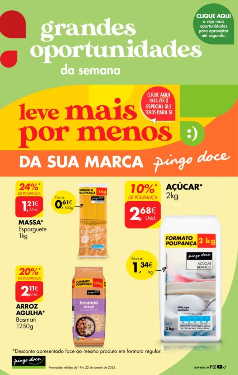 Antevis&atilde;o Folheto Pingo Doce fim-de-semana (19 a 22 janeiro)