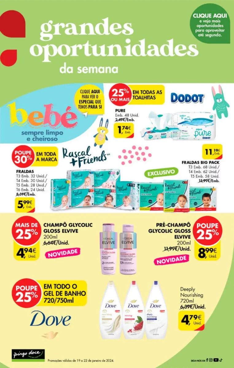 Antevis&atilde;o Folheto Pingo Doce fim-de-semana (19 a 22 janeiro)