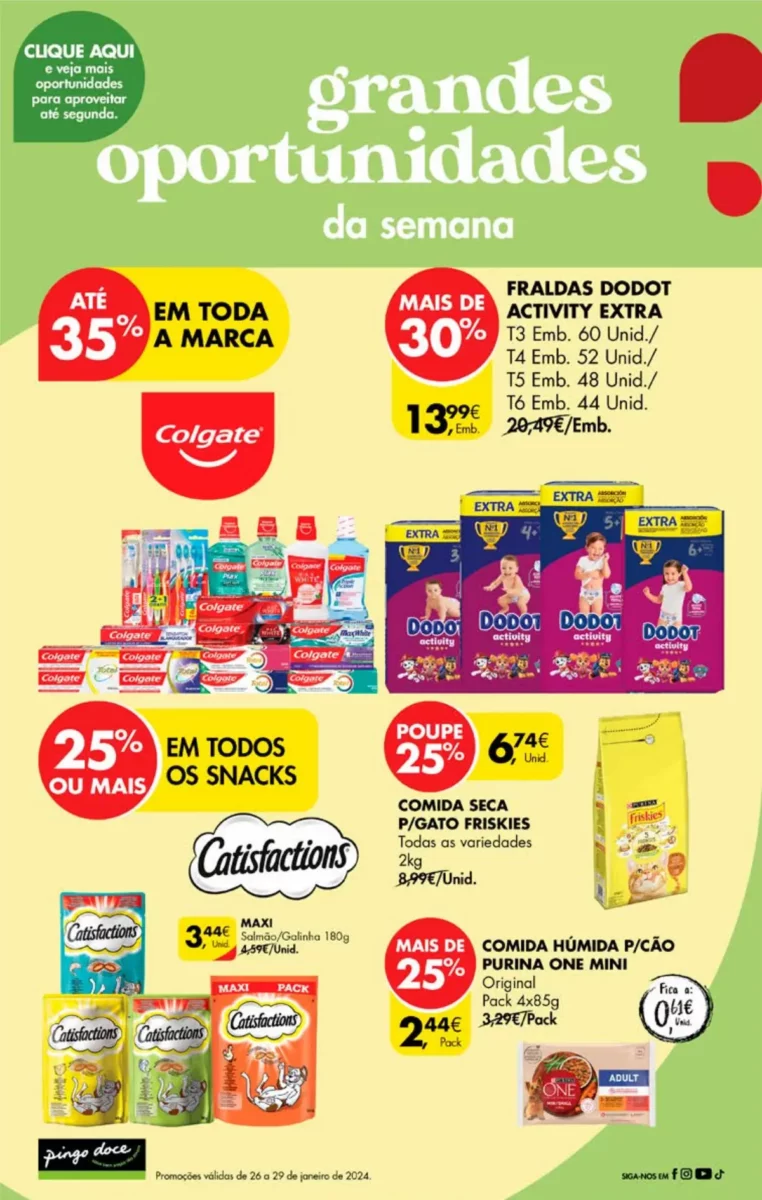 Antevis&atilde;o Folheto Pingo Doce fim-de-semana (26 a 29 janeiro)