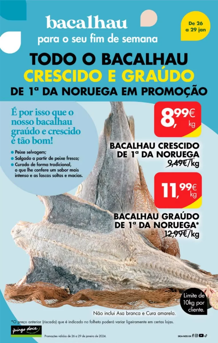 Antevis&atilde;o Folheto Pingo Doce fim-de-semana (26 a 29 janeiro)