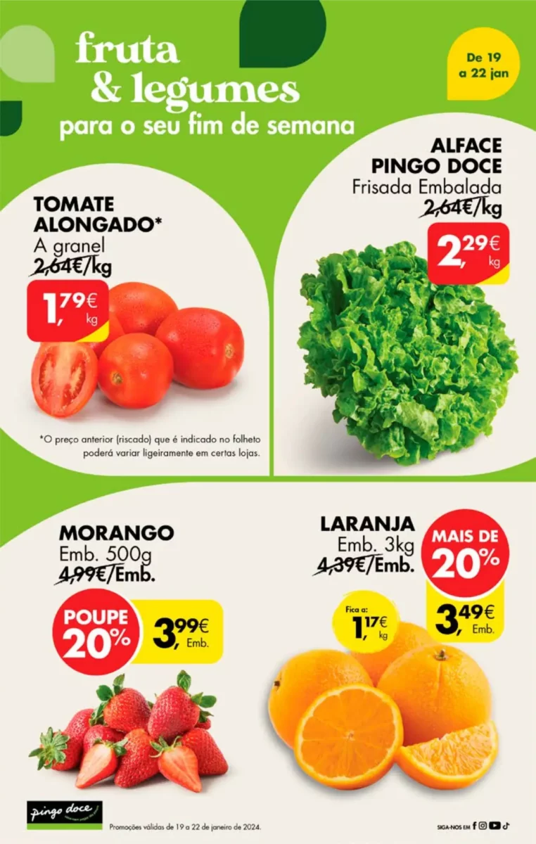 Antevis&atilde;o Folheto Pingo Doce fim-de-semana (19 a 22 janeiro)