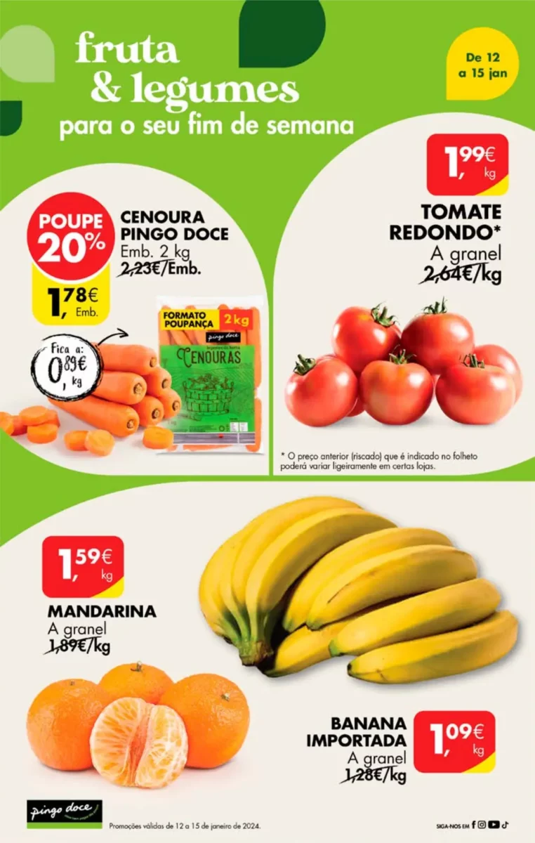 Antevis&atilde;o Folheto Pingo Doce fim-de-semana (12 a 15 janeiro)