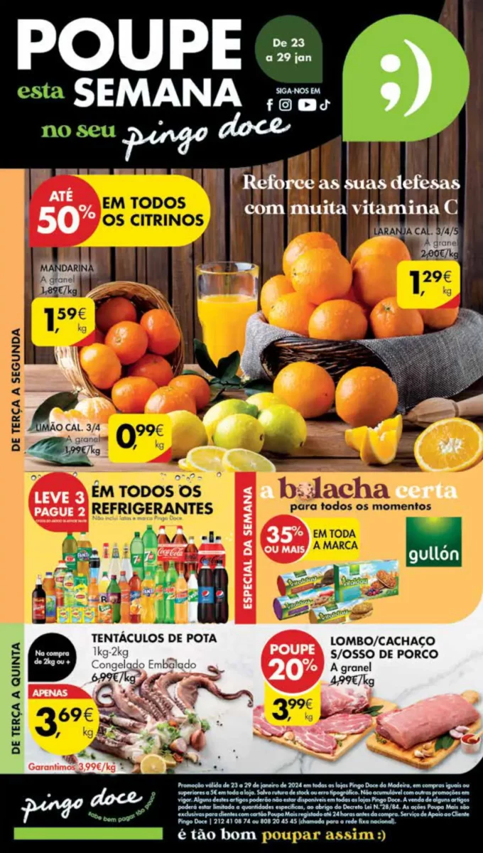 Antevis&atilde;o Folheto Pingo Doce Madeira (23 a 29 janeiro)