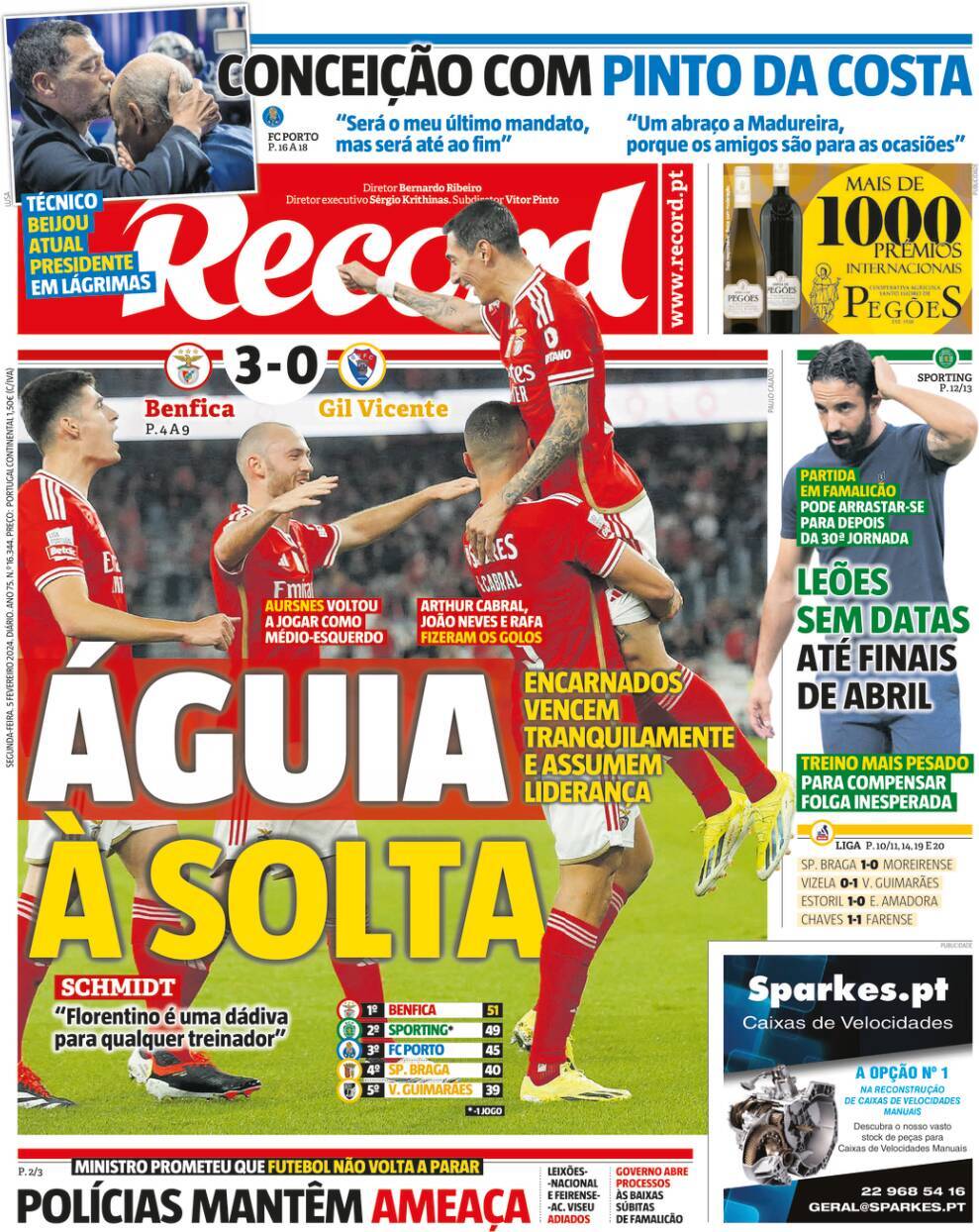 Record: Capa da Edi&ccedil;&atilde;o de segunda-feira, 05 de fevereiro 2024