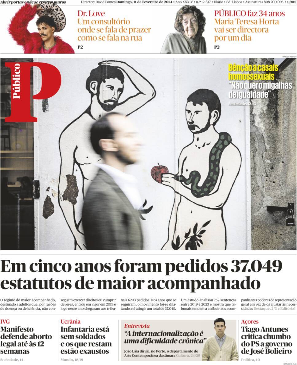 P&uacute;blico: Capa da Edi&ccedil;&atilde;o de domingo, 11 de fevereiro 2024