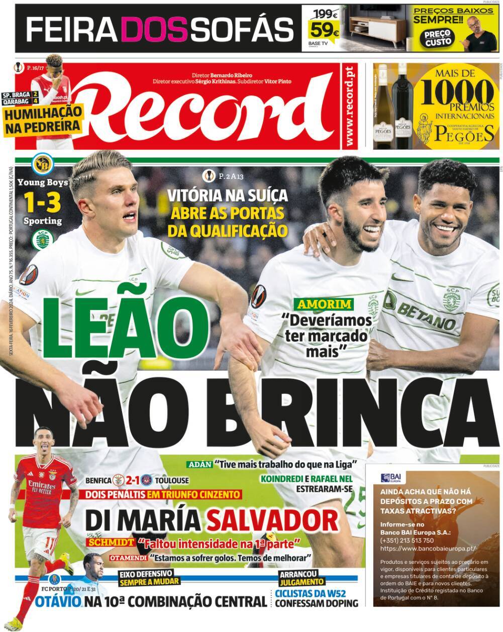 Record: Capa da Edi&ccedil;&atilde;o de sexta-feira, 16 de fevereiro 2024