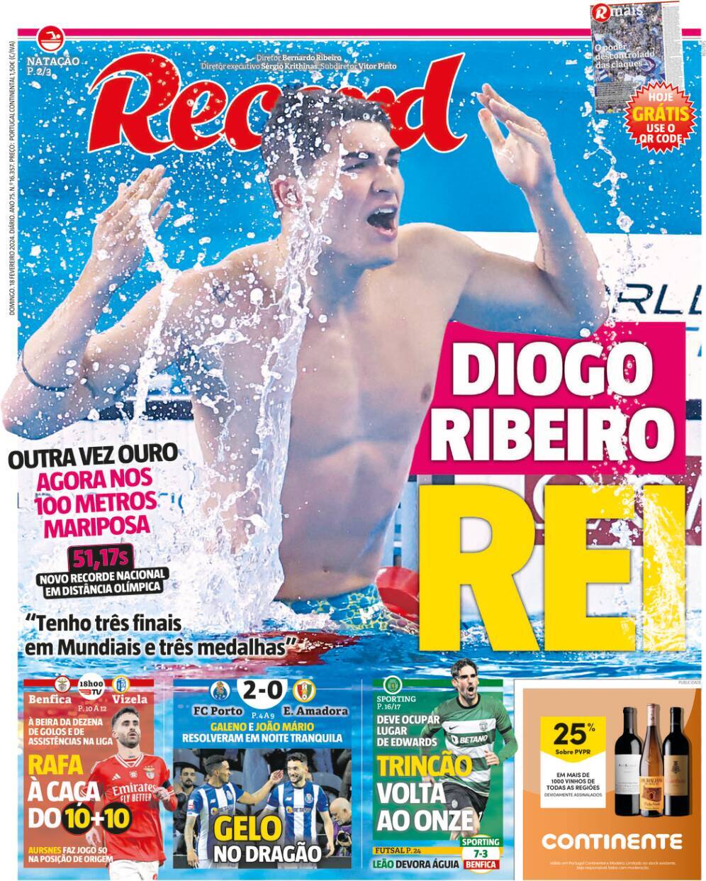 Record: Capa da Edi&ccedil;&atilde;o de domingo, 18 de fevereiro 2024