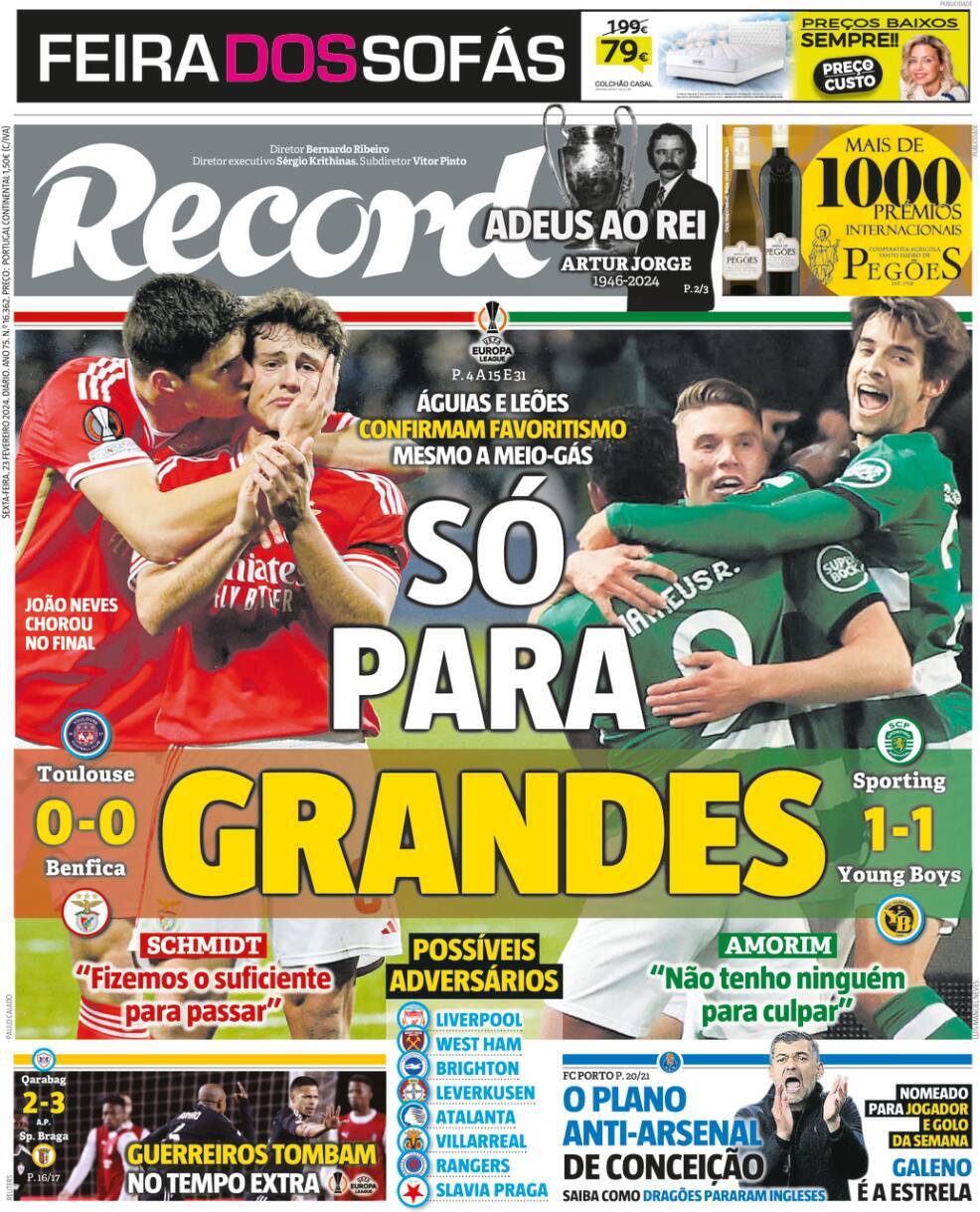 Record: Capa da Edi&ccedil;&atilde;o de sexta-feira, 23 de fevereiro 2024