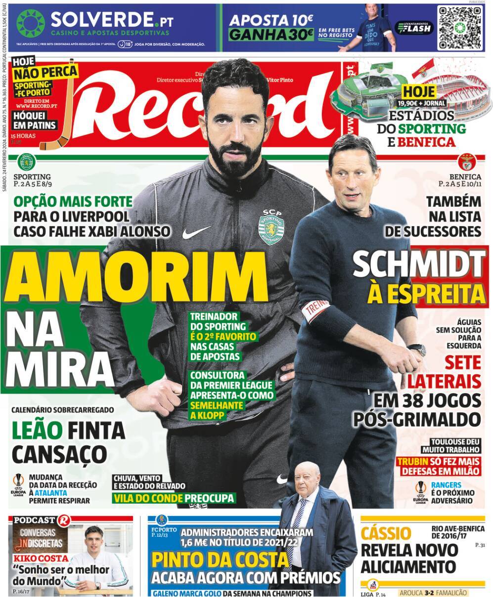 Record: Capa da Edi&ccedil;&atilde;o de s&aacute;bado, 24 de fevereiro 2024