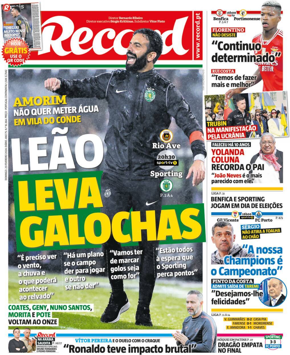 Record: Capa da Edi&ccedil;&atilde;o de domingo, 25 de fevereiro 2024