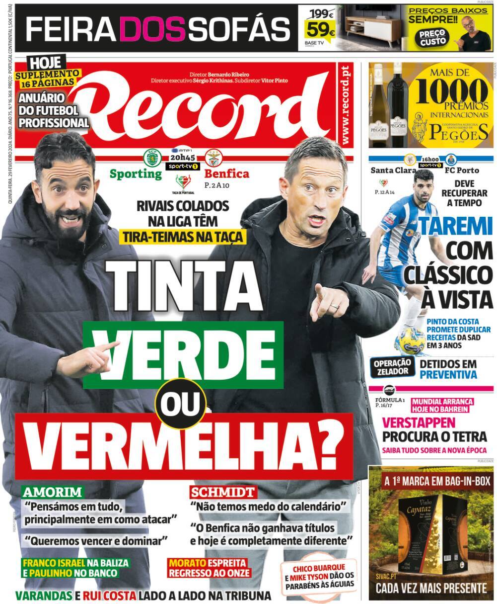 Record: Capa da Edi&ccedil;&atilde;o de quinta-feira, 29 de fevereiro 2024