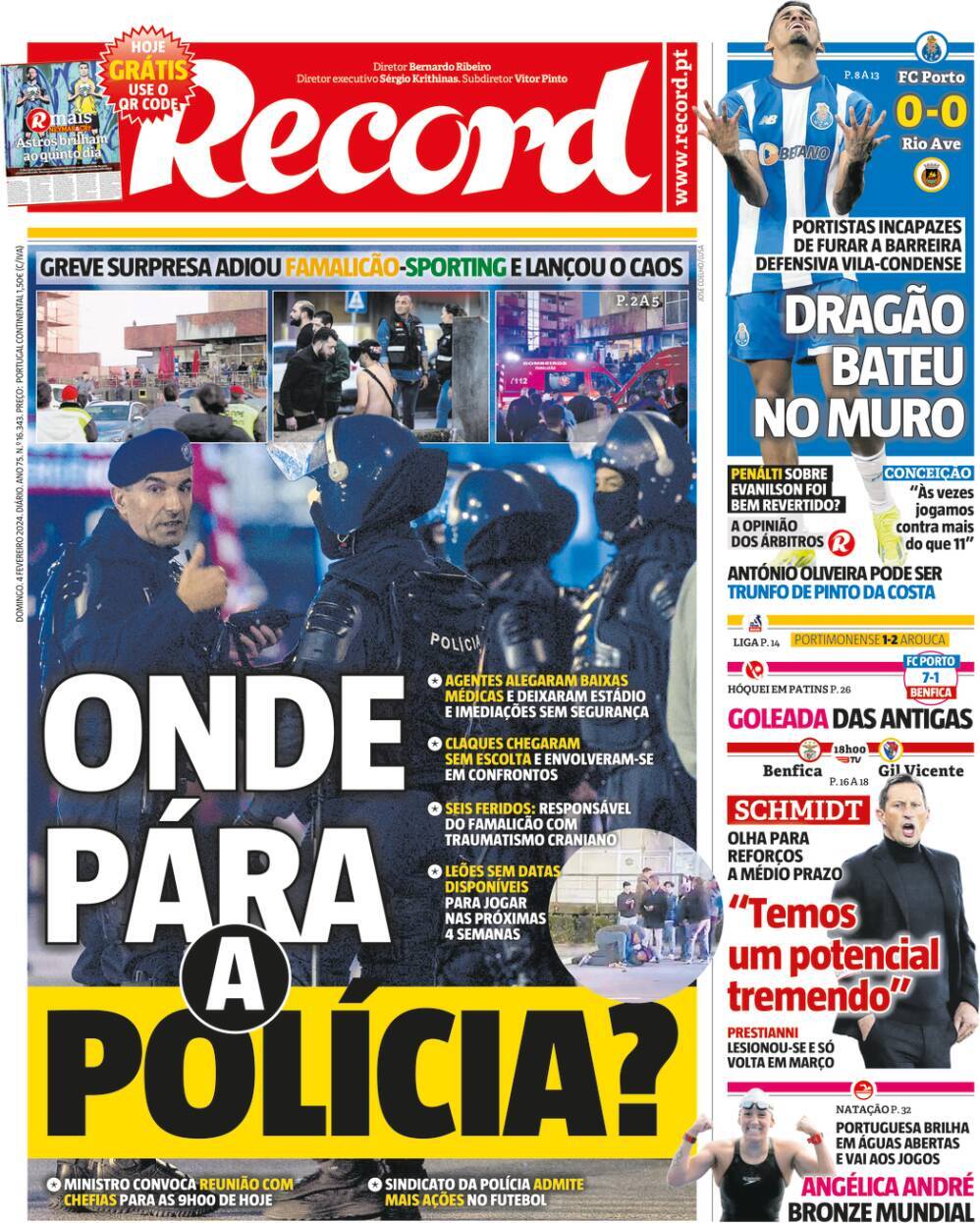 Record: Capa da Edi&ccedil;&atilde;o de domingo, 04 de fevereiro 2024