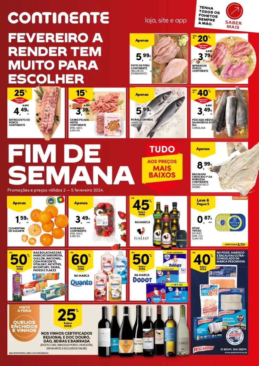 Folheto Continente fim-de-semana (2 a 5 fevereiro)