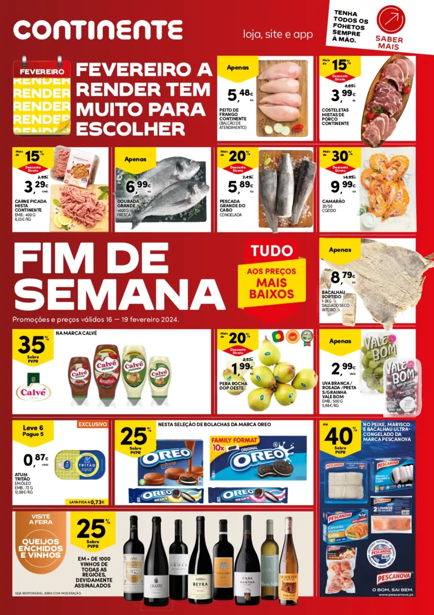 Folheto Continente fim-de-semana (16 a 19 fevereiro)