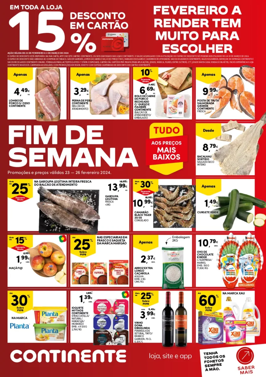 Folheto Continente fim-de-semana (23 a 26 fevereiro)