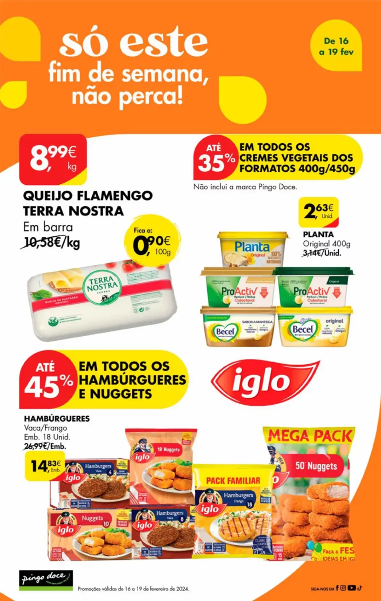 Antevis&atilde;o Folheto Pingo Doce fim-de-semana (16 a 19 fevereiro)