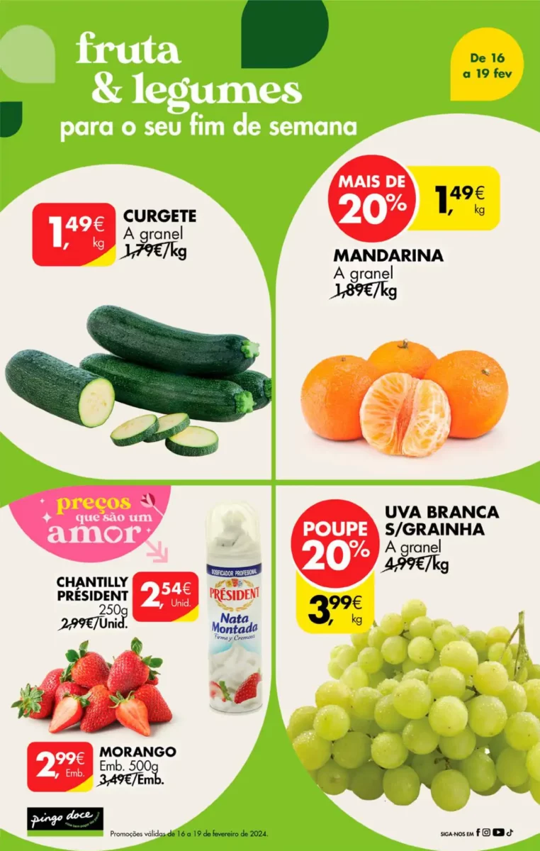 Antevis&atilde;o Folheto Pingo Doce fim-de-semana (16 a 19 fevereiro)