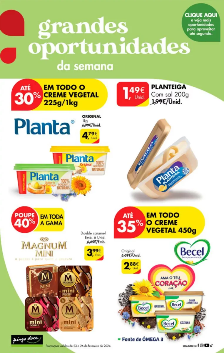 Antevis&atilde;o Folheto Pingo Doce fim-de-semana (23 a 26 fevereiro)