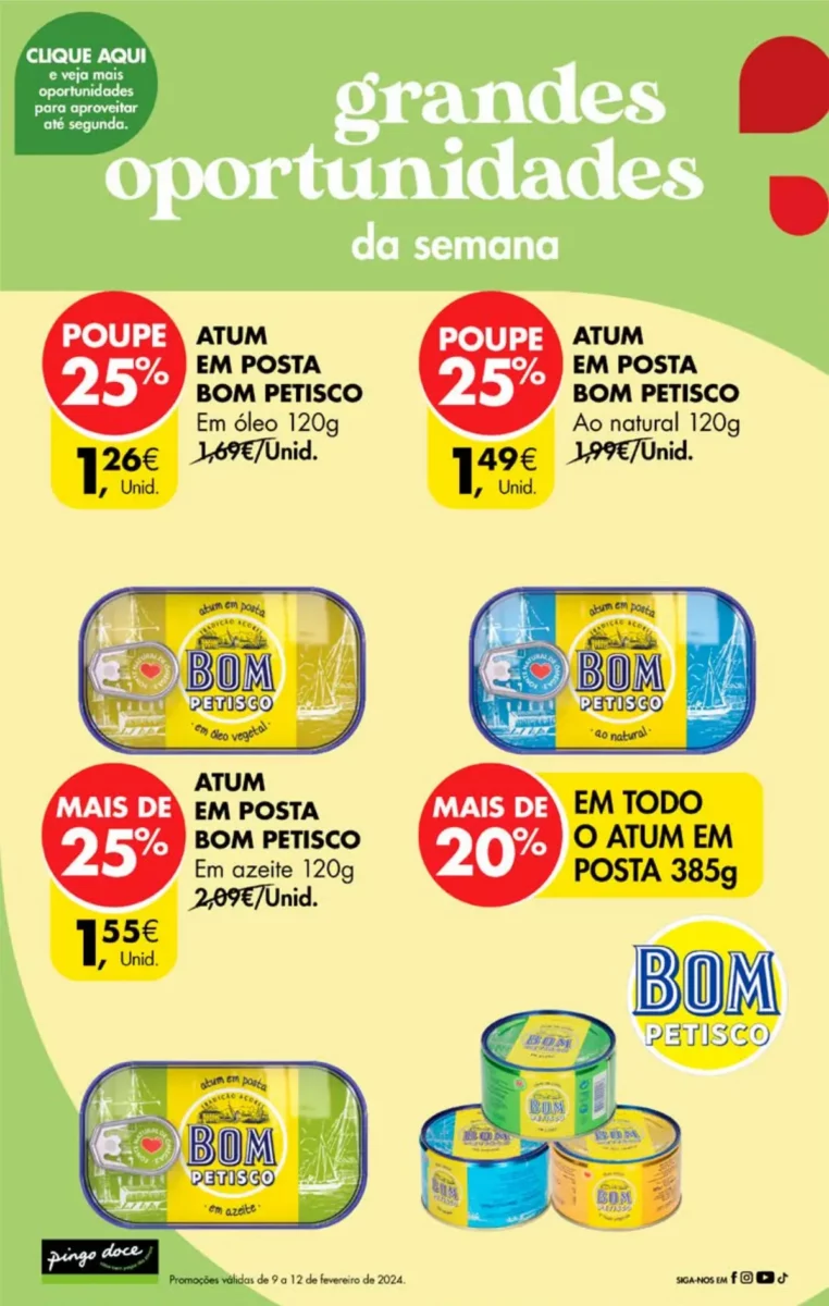 Antevis&atilde;o Folheto Pingo Doce fim-de-semana (9 a 12 fevereiro)