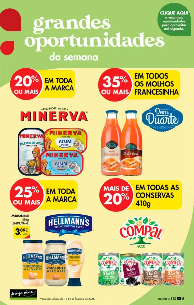 Antevis&atilde;o Folheto Pingo Doce fim-de-semana (9 a 12 fevereiro)