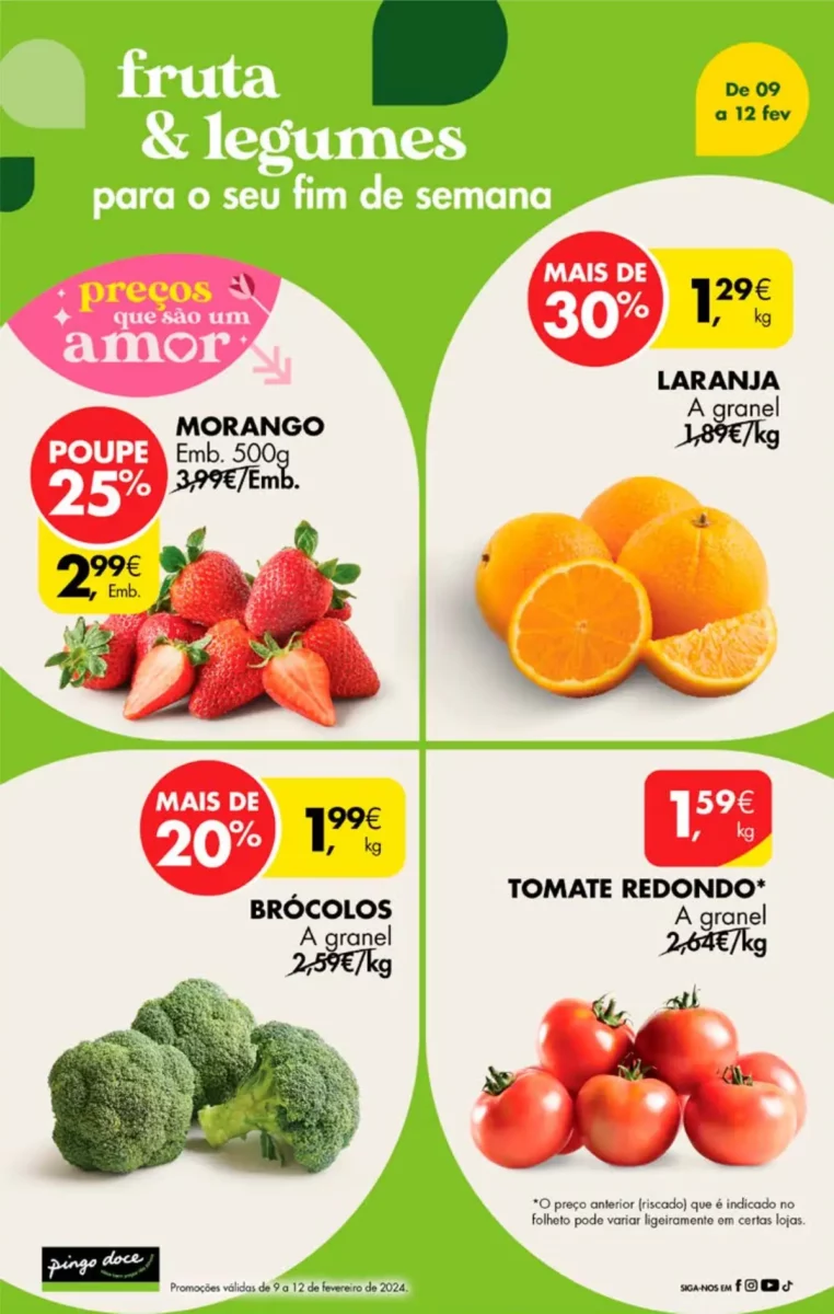 Antevis&atilde;o Folheto Pingo Doce fim-de-semana (9 a 12 fevereiro)