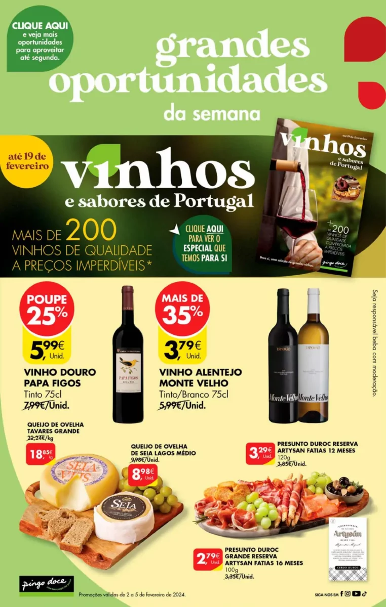Antevis&atilde;o Folheto Pingo Doce fim-de-semana (2 a 5 fevereiro)