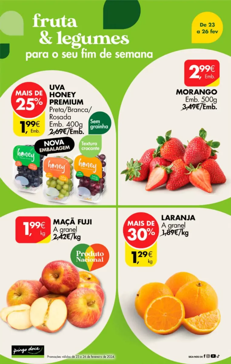 Antevis&atilde;o Folheto Pingo Doce fim-de-semana (23 a 26 fevereiro)