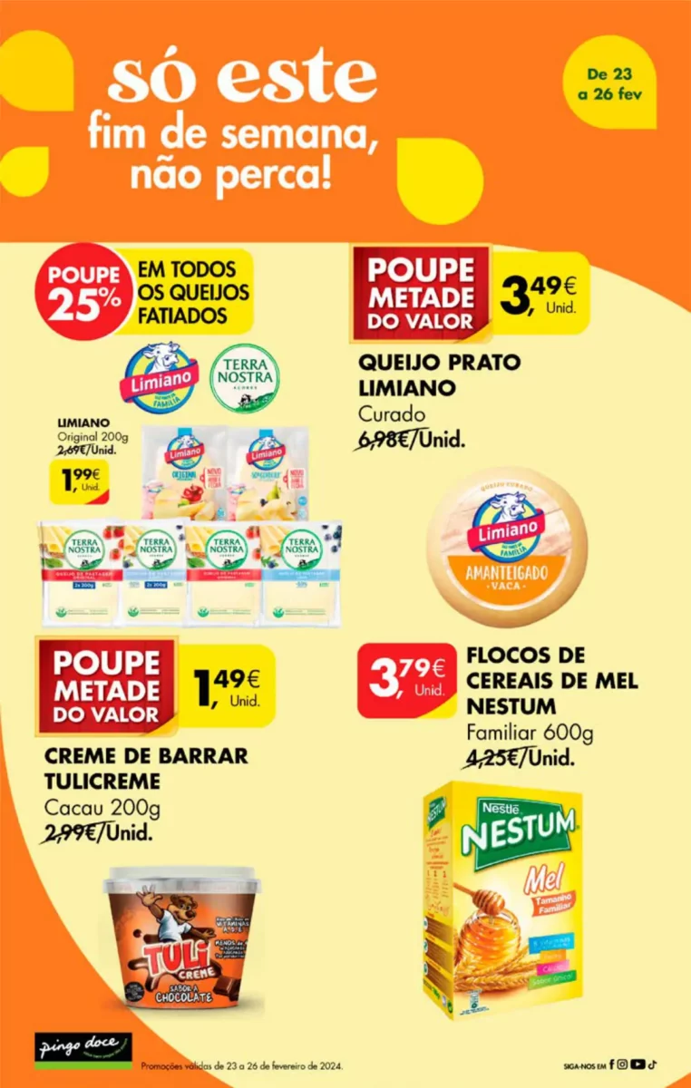 Antevis&atilde;o Folheto Pingo Doce fim-de-semana (23 a 26 fevereiro)