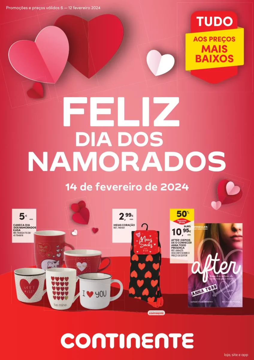 Folheto Continente especial Dia dos Namorados (6 a 12 fevereiro)