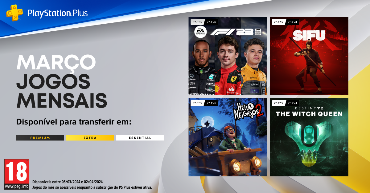 EA&nbsp;SPORTS F1 23 e Sifu entre os destaques do PlayStation Plus Essential de Mar&ccedil;o