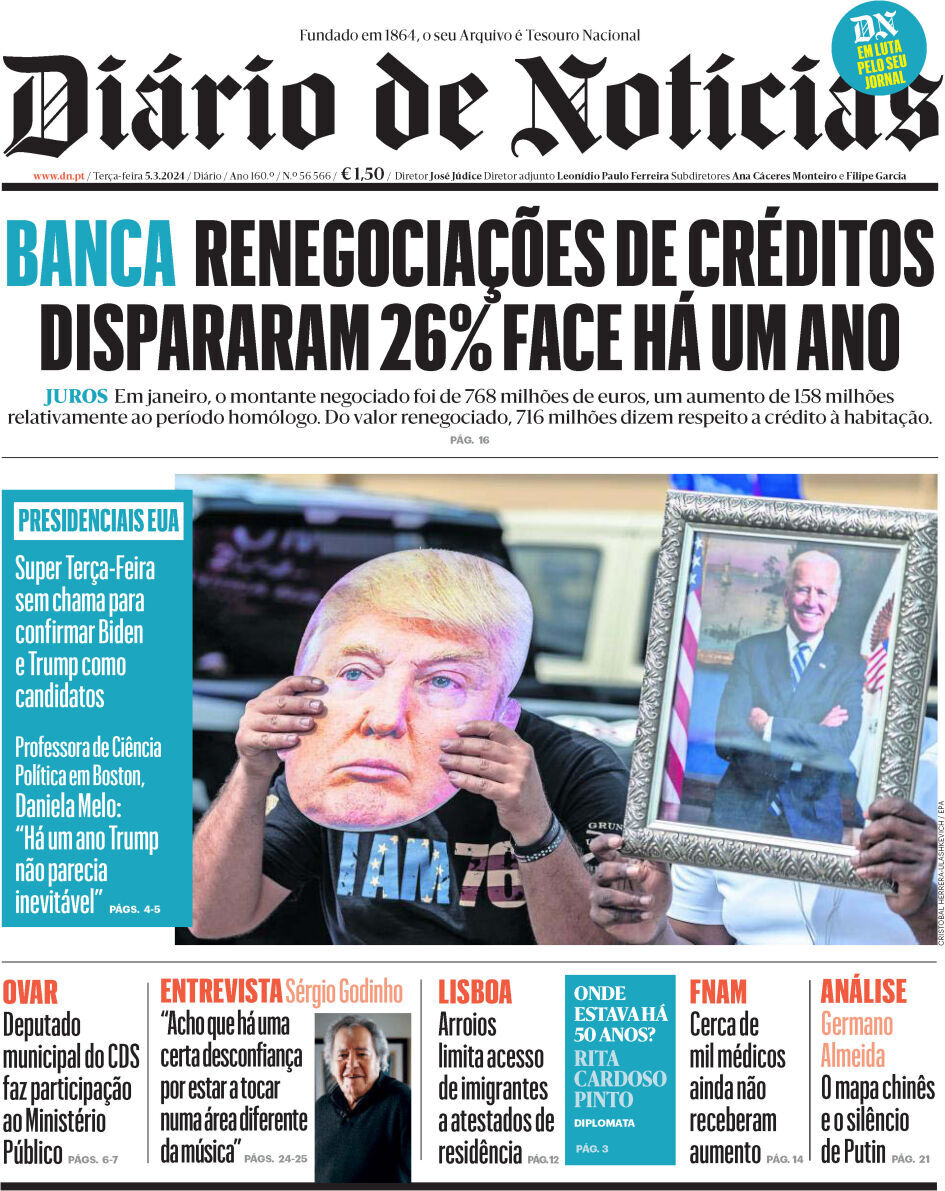 Di&aacute;rio de Not&iacute;cias: Capa da Edi&ccedil;&atilde;o de ter&ccedil;a-feira, 05 de mar&ccedil;o 2024