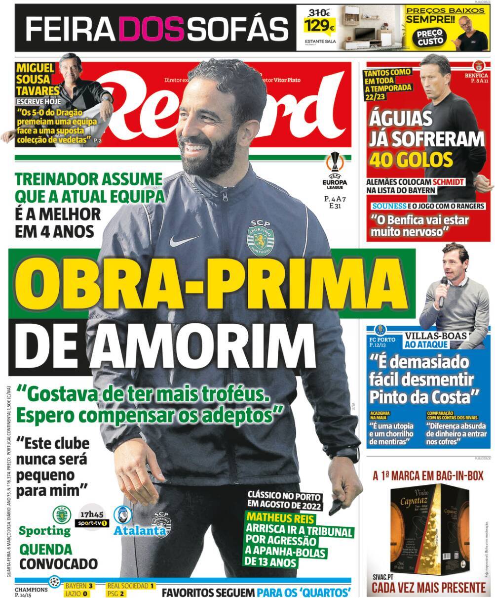 Record: Capa da Edi&ccedil;&atilde;o de quarta-feira, 06 de mar&ccedil;o 2024