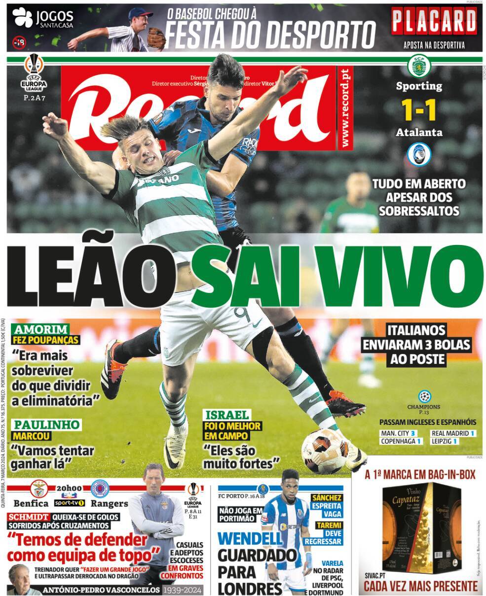 Record: Capa da Edi&ccedil;&atilde;o de quinta-feira, 07 de mar&ccedil;o 2024