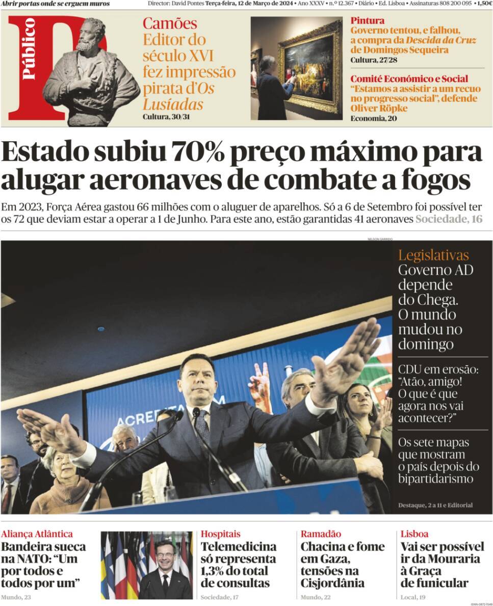 O Jogo: Capa da Edi&ccedil;&atilde;o de ter&ccedil;a-feira, 12 de mar&ccedil;o 2024