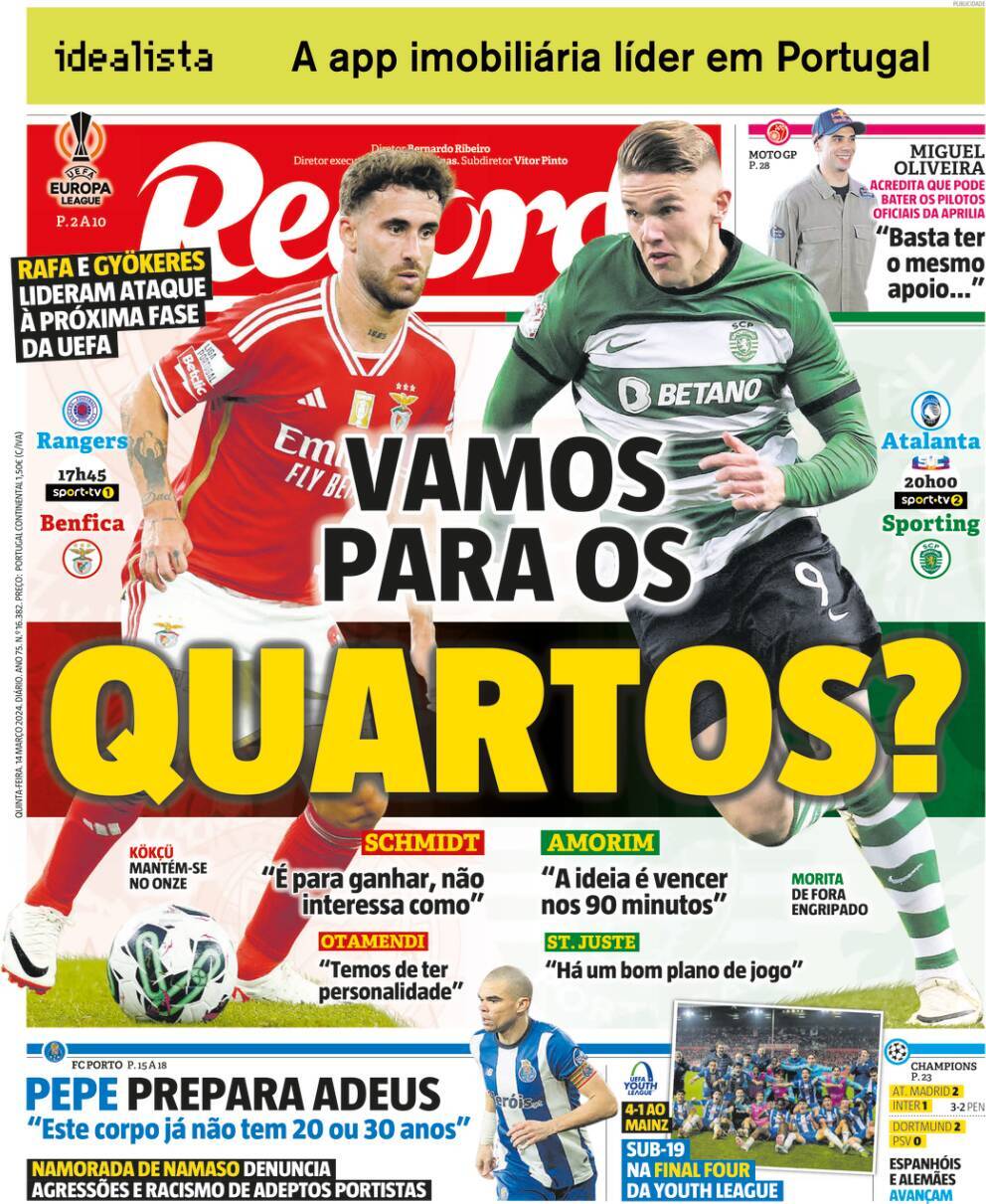 Record: Capa da Edi&ccedil;&atilde;o de quinta-feira, 14 de mar&ccedil;o 2024