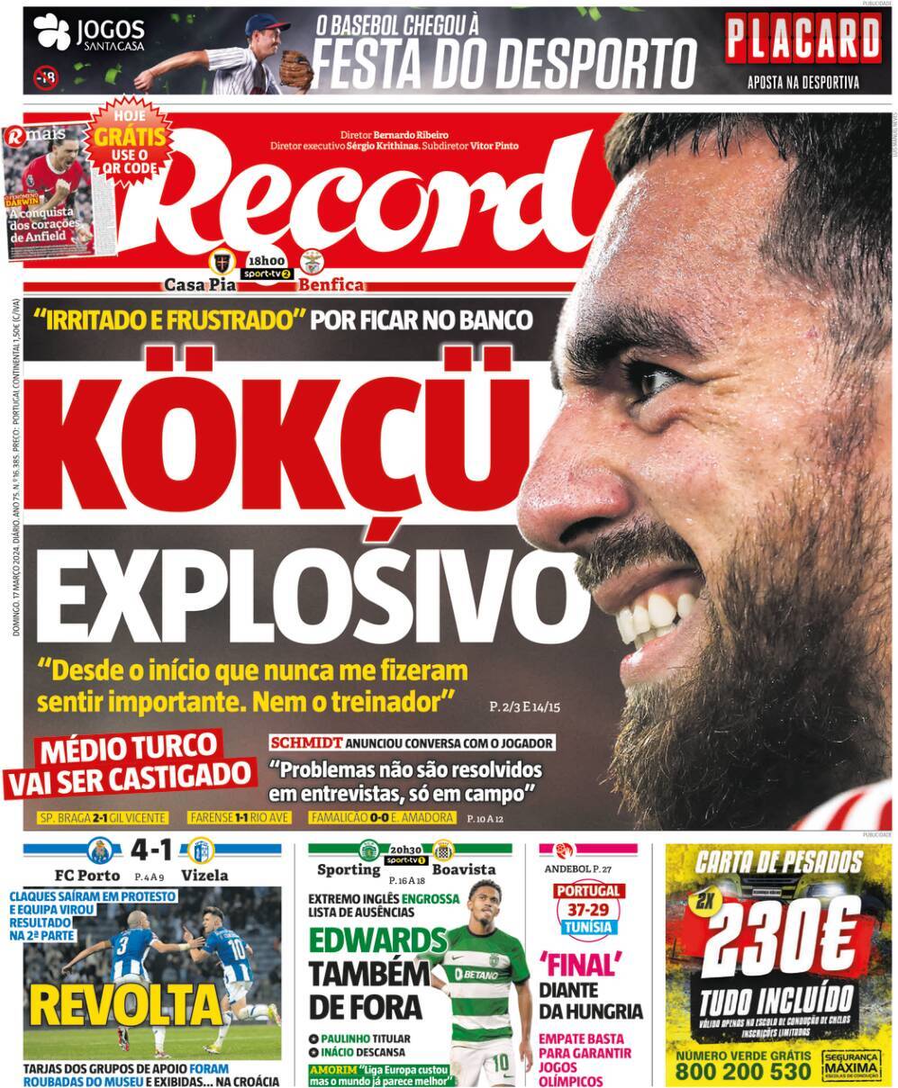 Record: Capa da Edi&ccedil;&atilde;o de domingo, 17 de mar&ccedil;o 2024