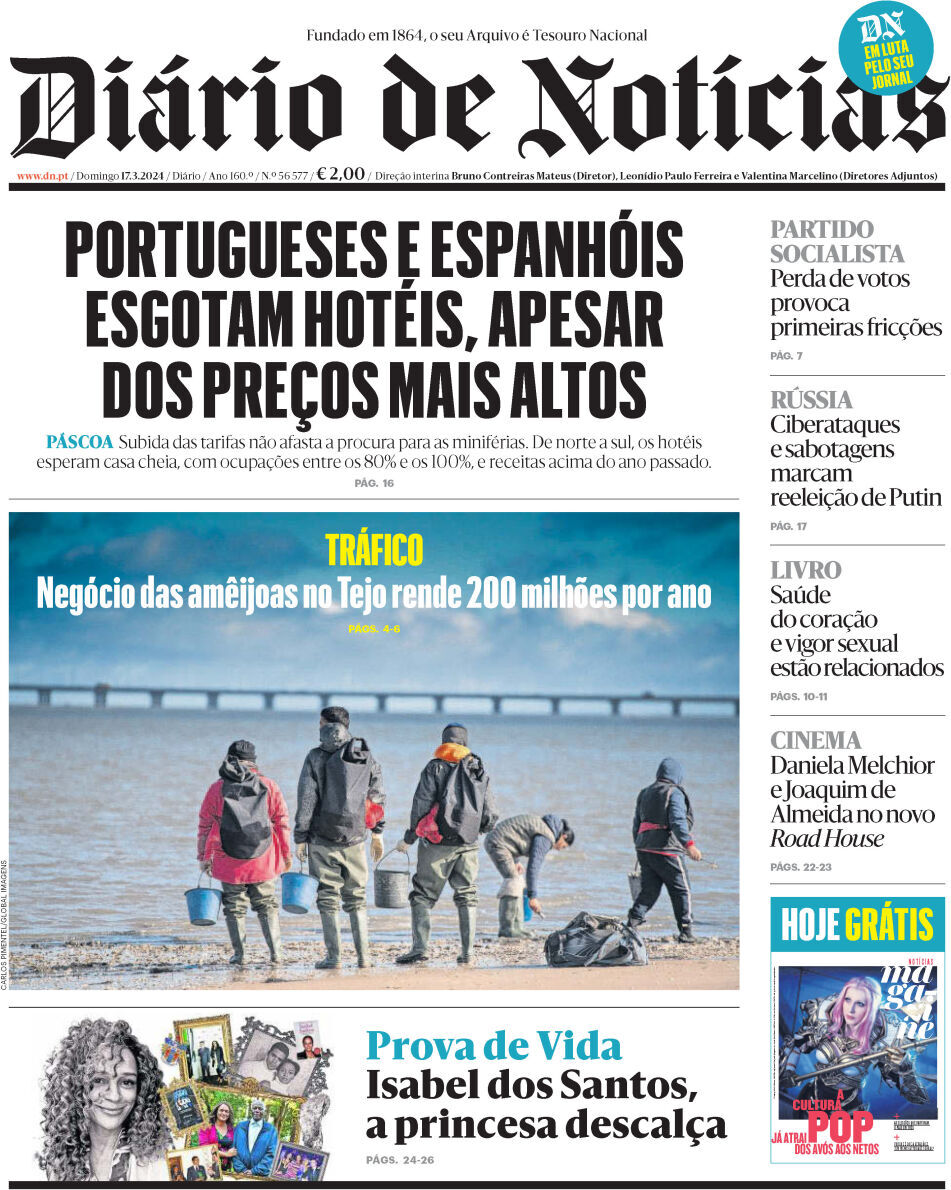 Di&aacute;rio de Not&iacute;cias: Capa da Edi&ccedil;&atilde;o de domingo, 17 de mar&ccedil;o 2024