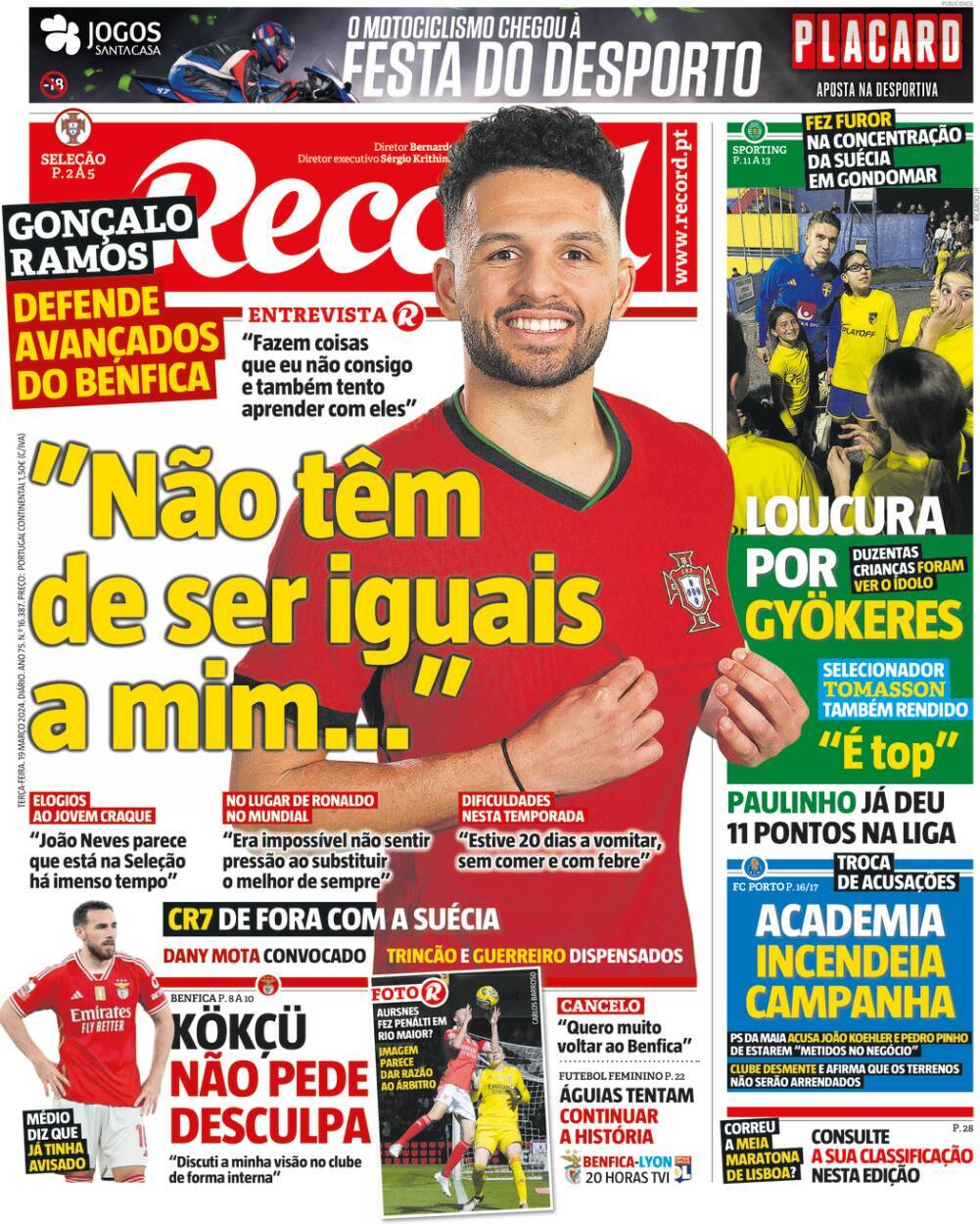 Record: Capa da Edi&ccedil;&atilde;o de ter&ccedil;a-feira, 19 de mar&ccedil;o 2024