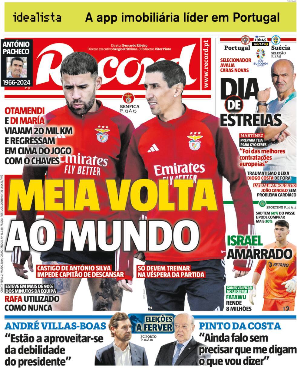 Record: Capa da Edi&ccedil;&atilde;o de quinta-feira, 21 de mar&ccedil;o 2024