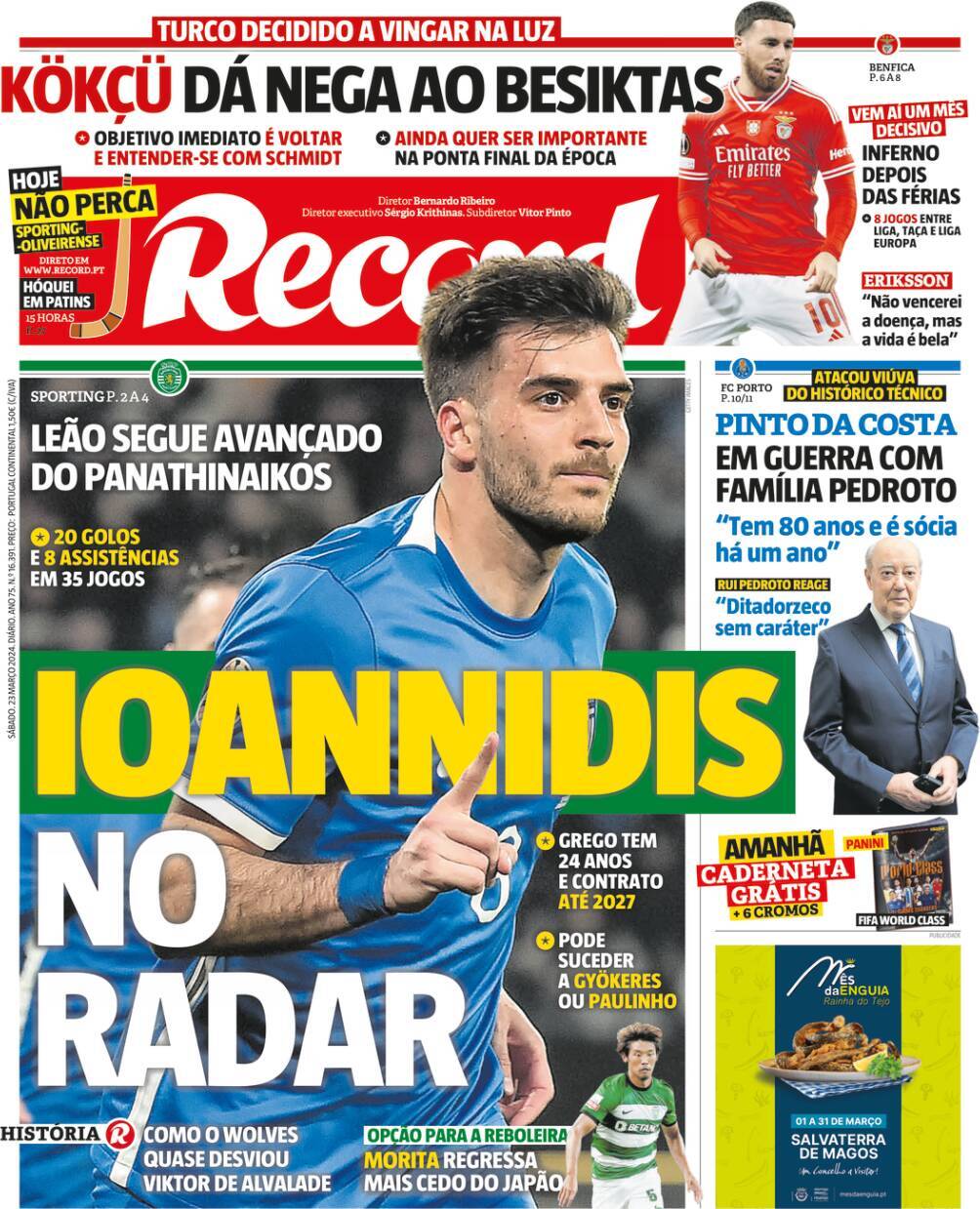 Record: Capa da Edi&ccedil;&atilde;o de s&aacute;bado, 23 de mar&ccedil;o 2024