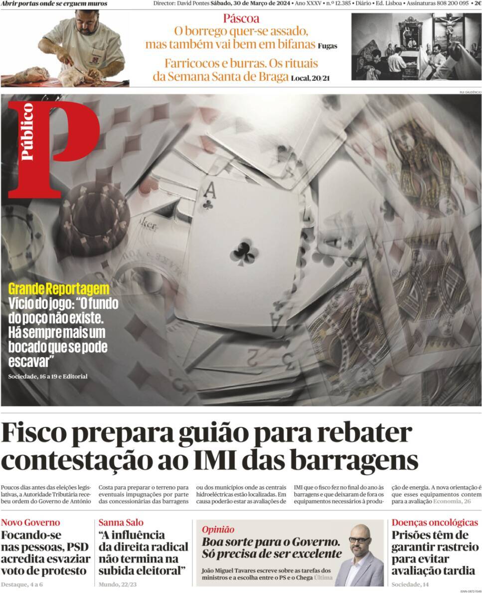 P&uacute;blico: Capa da Edi&ccedil;&atilde;o de s&aacute;bado, 30 de mar&ccedil;o 2024